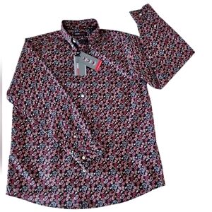 ROUNDTREE & YORKE MENS PAISLEY SHIRT SZ M BLACK RED